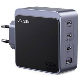 Nabíjačka do siete UGREEN GaN 140W 3xUSB-C/1xUSB-A sivá

