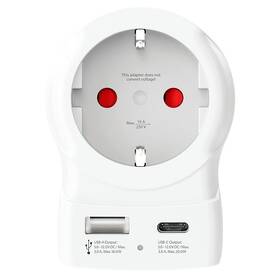 Cestovný adaptér Solight PA29PD20, USB A+C, 20 W, do Spojených štátov, typ B biely

