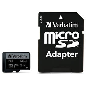 Pamäťová karta Verbatim microSDXC 128GB UHS-I V30 U3 (90R/45W) + adaptér 

