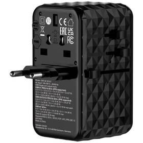 Cestovný adaptér Verbatim GaN III CNT-02, 85W, 4xUSB-C PD, 1xUSB QC čierny

