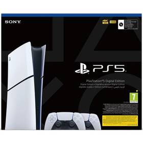Herná konzola Sony PlayStation 5 Digital (typ modelu - slim) + 2x bezdrátový ovladač DualSense biela farba
