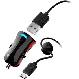 Adaptér do auta Mobilnet 1xUSB + USB/microUSB kábel čierny

