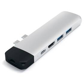 USB Hub Satechi USB-C PRO Hub (HDMI 4K, Pass Through Charging, 1x USB 3.0, 1x MicroSD, Ethernet) strieborný

