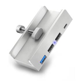 USB Hub Connect IT 4v1 na dosku stola, USB-C/3x USB strieborný

