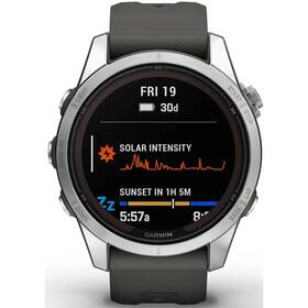 Inteligentné hodinky Garmin fenix 7S Pro Glass Solar - Silver / Black Silicone Band 
