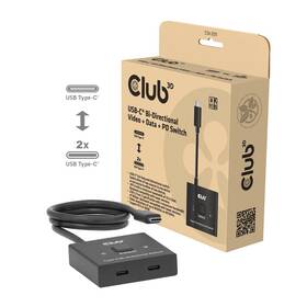 Redukcia Club3D Switch USB-C / 2xUSB-C Obojstranný 2v1, PD 100W čierna

