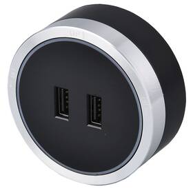 Zásuvkový modul Viking 2× USB čierny/strieborný

