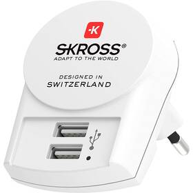 Cestovný adaptér SKROSS pre použitie v Európe pre 2 USB biely

