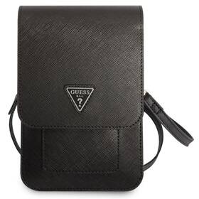 Taštička cez rameno Guess PU Saffiano Triangle Logo čierne


