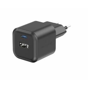 Nabíjačka do siete Swissten GAN 1x USB-C 35W PD + 1x USB-A 27W QC čierna

