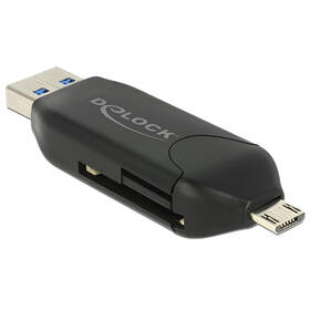Čítačka pamäťových kariet DeLock Micro USB, USB 3.0, OTG, SD/micro SD čierna

