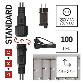 Spojovacia reťaz EMOS 100 LED Základná sada Standard – cencúle, 2,5 m, vonkajšie, studená biela, časovač 

