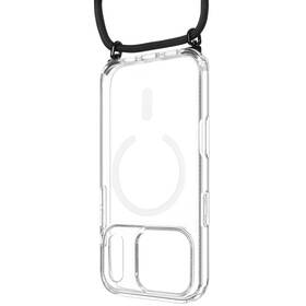 Kryt na mobil FIXED MagPure Neck s čiernou šnúrkou na krk na Apple iPhone 17 Pro priehľadný

