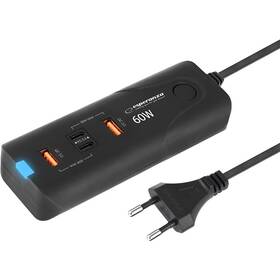 Nabíjačka do siete Esperanza EZC109 2x USB/2xUSB-C 36 60 W PD čierna

