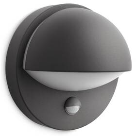 Nástenné svietidlo Philips June, 1xE27, senzor pohybu - antracitové 

