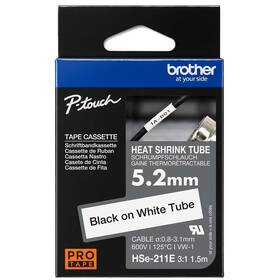 Papierový štítok Brother HSE-211E čierna na biele, 5,2 mm 

