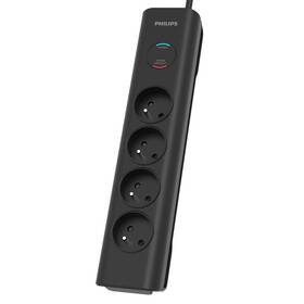 Prepäťová ochrana Philips 4x zásuvka, 2m čierna

