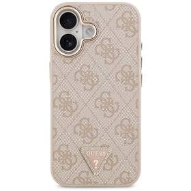 Kryt na mobil Guess PU Leather 4G Triangle Logo Gold Frame MagSafe na Apple iPhone 17 ružový

