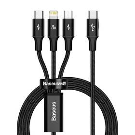 Kábel Baseus Rapid Series 3v1 USB-C (Micro USB/Lightning/USB-C) PD 20W 1,5m čierny

