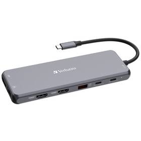 USB Hub Verbatim USB-C Pro Multiport 13 Port strieborný

