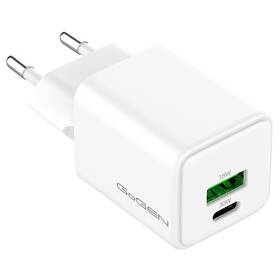 Nabíjačka do siete GoGEN ACHPDQ230, 1x USB-C PD 30W + 1x USB-A 18W biela

