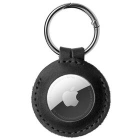 Puzdro FIXED Case pre AirTag z pravej hovädzej kože s karabínou čierne

