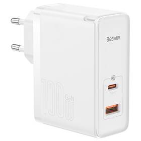 Nabíjačka do siete Baseus GaN5 Pro, USB-C + USB-A 100W biela

