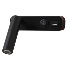Nástenné svietidlo IMMAX GOAL LED, vypínač, USB, 3W čierne

