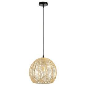 Závesné svietidlo IMMAX BOHO PELO, D30cm, E27, prírodný ratan čierne/hnedé

