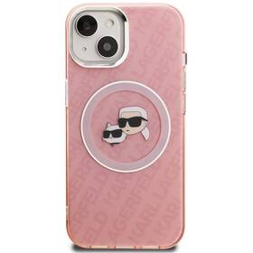Kryt na mobil Karl Lagerfeld IML K&CH Heads Repeated Logo MagSafe na Apple iPhone 15 ružový

