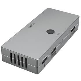 USB Hub Hama KVM prepínač pre 2 PC na 1 monitor, 3xUSB, 1xHDMI sivá farba
