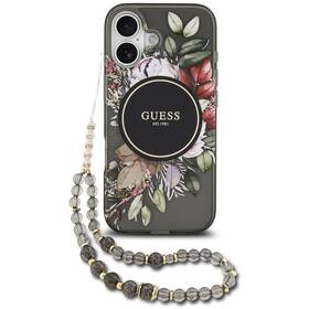 Kryt na mobil Guess IML Flowers Strap MagSafe na Apple iPhone 17 čierny

