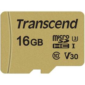 Pamäťová karta Transcend 500S microSDHC 16GB UHS-I U3 (Class 10) (95R/60W) + adapter 

