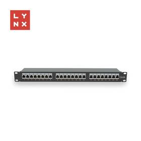 Držiak Lynx 19" patch panel 24port, FTP Cat6a, 50µ, stíněný čierny

