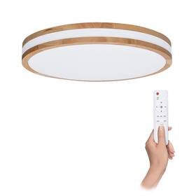 LED stropné svietidlo Solight Woody, 48W, s diaľkovým ovládačom, 3360lm, 38cm, stmievanie, studená/neutrálna/teplá biela biele/hnedé

