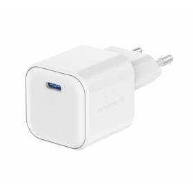 Nabíjačka do siete Swissten GAN 1x USB-C 35W PD + Dátový kábel USB-C/USB-C 1,2 M biela

