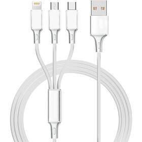 Kábel Mobilnet 3v1 USB na Micro SB/Lightning/USB-C/ 1,2 m sivý

