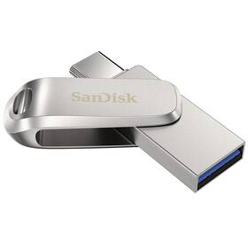 USB flashdisk SanDisk 128GB USB/USB-C strieborná farba

