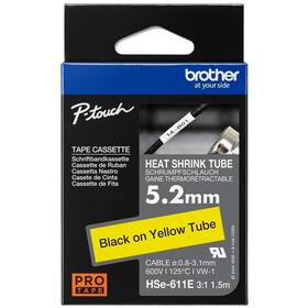 Papierový štítok Brother HSE-611E čierna na žltej, 5,2 mm 

