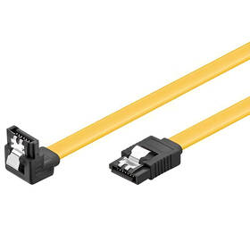 Kábel PremiumCord SATA 3.0 dátový kábel 1.5GBs / 3GBs / 6GBs, kov.západka, 90 °, 0,3m 

