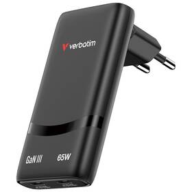 Nabíjačka do siete Verbatim Fold 'n' Go 65W, 2×USB-C PD3.0 čierna

