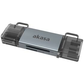 Čítačka pamäťových kariet AKASA AK-CR-12, 2in1, USB/USB-C 3.2 strieborná

