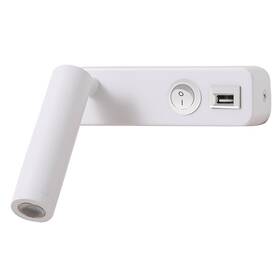 Nástenné svietidlo IMMAX GOAL LED, vypínač, USB, 3W biele

