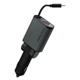 Adaptér do auta Mobile Origin 3in1 50W CA27 - USB-C, USB-A + USB-C kábel čierny/sivý

