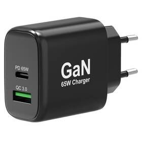 Nabíjačka do siete PORT CONNECT Starter Kit GaN 65W + kabely + konvertor čierny


