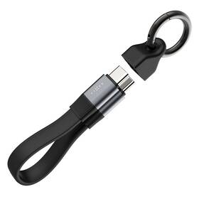 Kábel FIXED Clip Cable USB-C/USB-C, s karabinou, 3.2 Gen 2, 240W čierny

