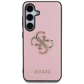 Kryt na mobil Guess PU Grained 4G Metal Logo na Samsung Galaxy S25 ružový

