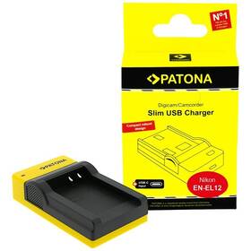 Nabíjačka PATONA Slim USB Charger EN-EL12/NP-FM500H (Nikon) čierna/žltá

