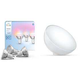 Inteligentná žiarovka Philips Essential Bluetooth, 4,7 W, GU10, White and Color Ambiance (3 ks) + Stolná LED lampička Philips Hue Go Bluetooth White and Color Ambiance 

