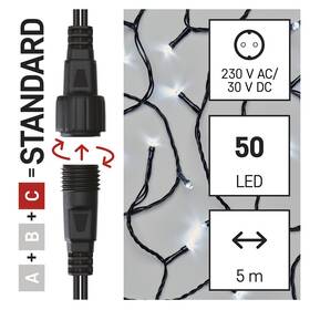 Spojovacia reťaz EMOS 50 LED Standard, 5 m, vonkajšia aj vnútorná, studená biela, časovač 
